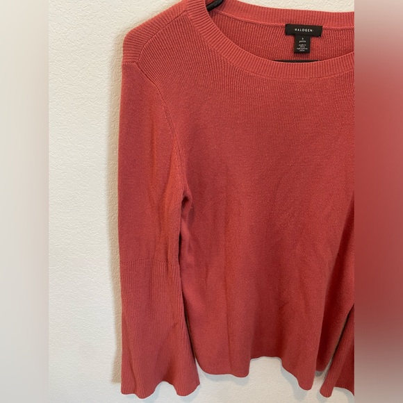 Peach Halogen Petite Small Crew Neck Pull Over Sweater Bell Sleeves - Picture 6 of 9
